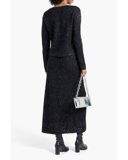 ATM Black Sequin-embellished Knitted Maxi Skirt