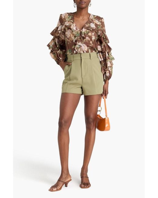 Zimmermann Brown Ruffled Floral-Print Cotton-Voile Top
