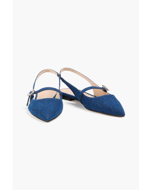 Stuart Weitzman Blue Aura Denim Slingback Mary Jane Flats