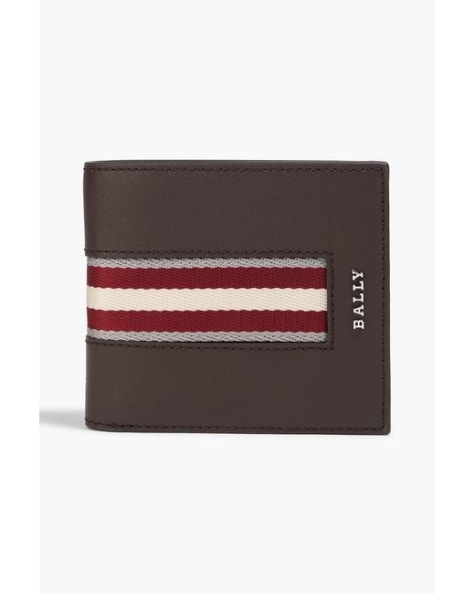 Bally Brown Striped Leather Wallet for men