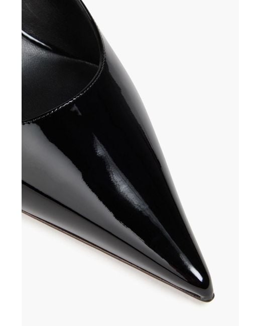 Magda Butrym Black Floral-appliquéd Patent-leather Slingback Pumps