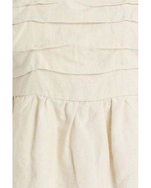 Casa Raki Natural Idra Gathered Linen Top