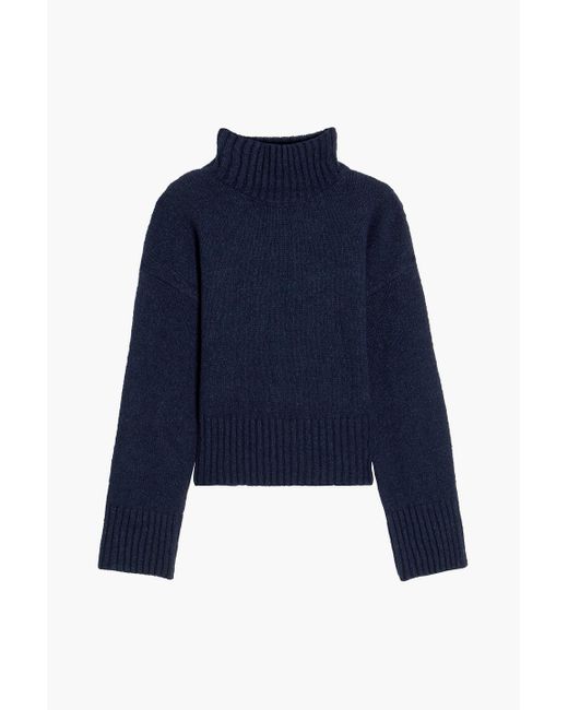FRAME Blue Wool-Blend Turtleneck Sweater