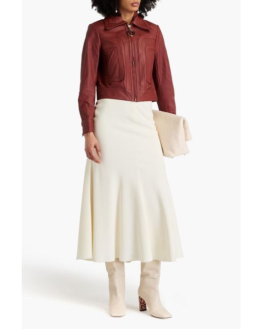 Zimmermann Red Cropped Leather Jacket