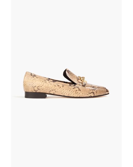 Tory Burch Multicolor Jessa Embellished Snake-effect Leather Loafers