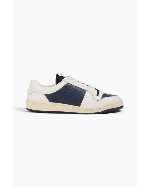 Sandro Blue Embossed Two-Tone Leather Sneakers for men