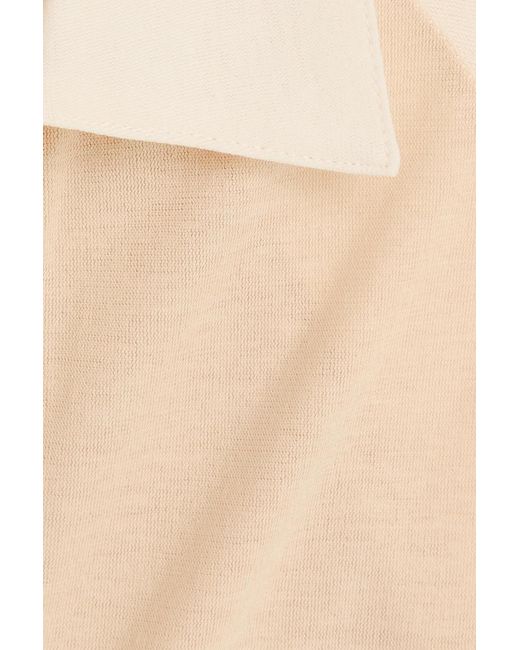 Vince Natural Two-Tone Cotton-Jersey Polo Shirt