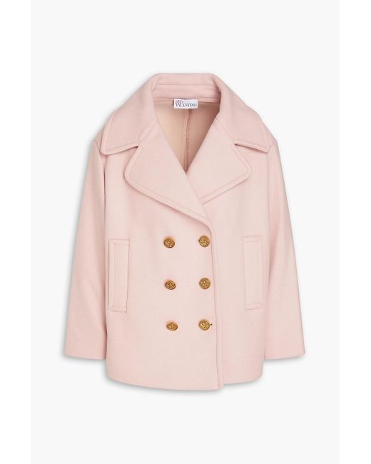 RED Valentino Pink Double-breasted Wool-blend Coat