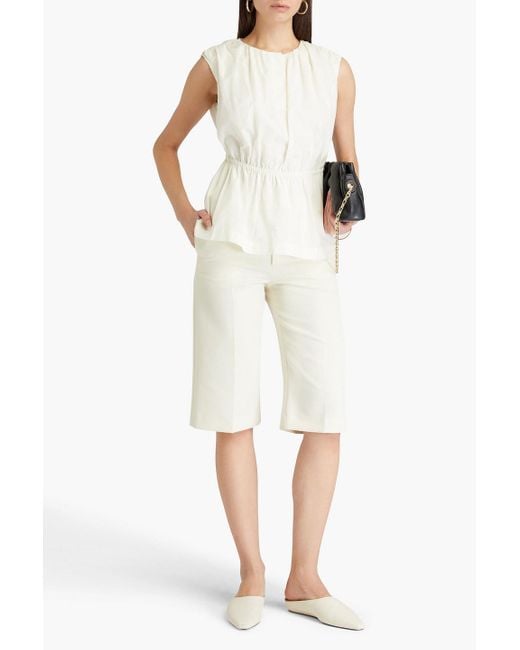 Loulou de Saison White Athena Cotton And Silk-Blend Poplin Top