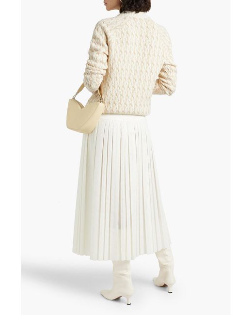 10 Crosby Derek Lam Natural Button-embellished Cable-knit Cotton-blend Sweater