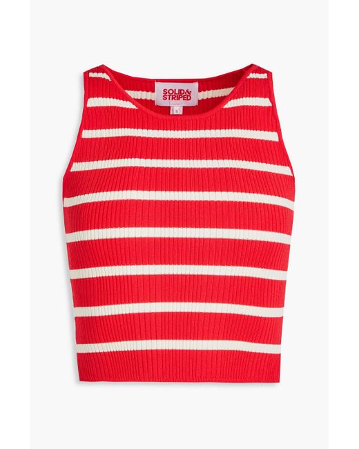 Solid & Striped Red The Carson Striped Ribbed-knit Top