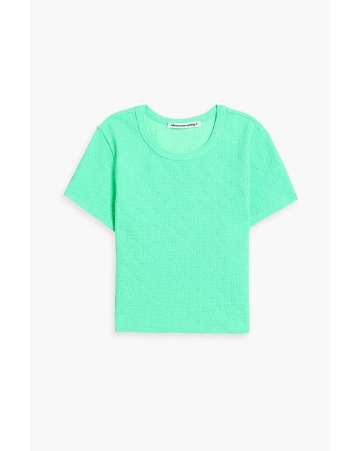 T By Alexander Wang Green Cropped Jacquard-knit Top