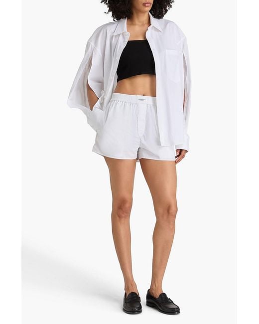 T By Alexander Wang White Cotton-Poplin Shorts