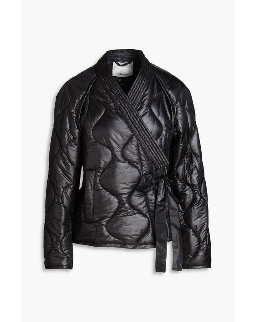 3.1 Phillip Lim Black Cutout Quilted Shell Wrap Jacket