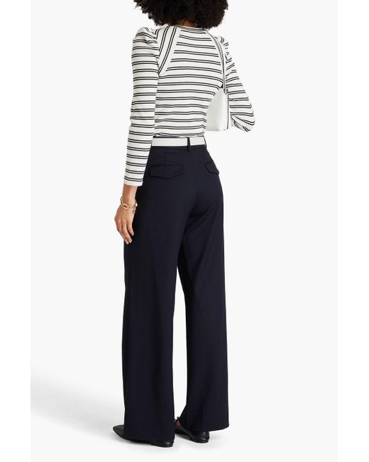 FRAME Blue Wool-blend Twill Wide-leg Pants