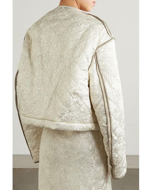 Dries Van Noten Natural Reversible Quilted Metallic Wool-Blend Brocade And Floral-Print Silk-Blend Jacket