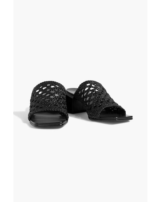 Jonathan Simkhai Black Elia Woven Leather Mules
