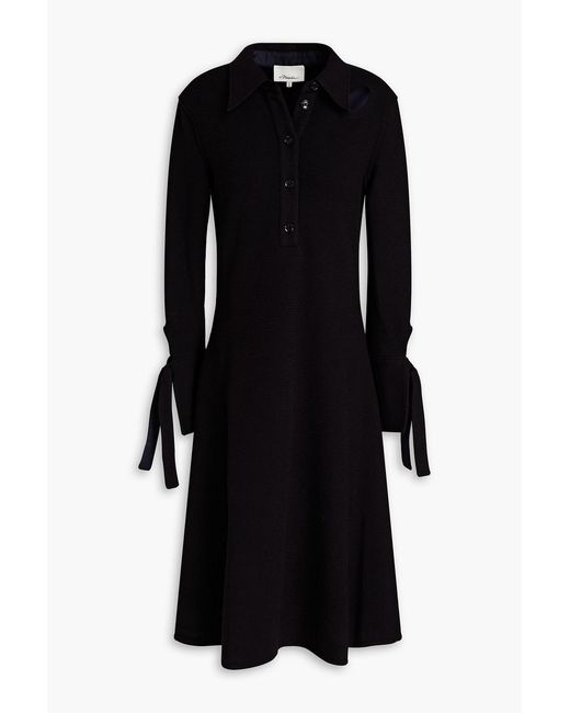 3.1 Phillip Lim Black Flared Cutout Wool-blend Midi Dress