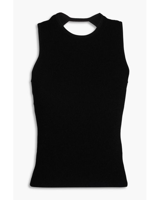 Autumn Cashmere Black Cutout Ribbed-knit Top