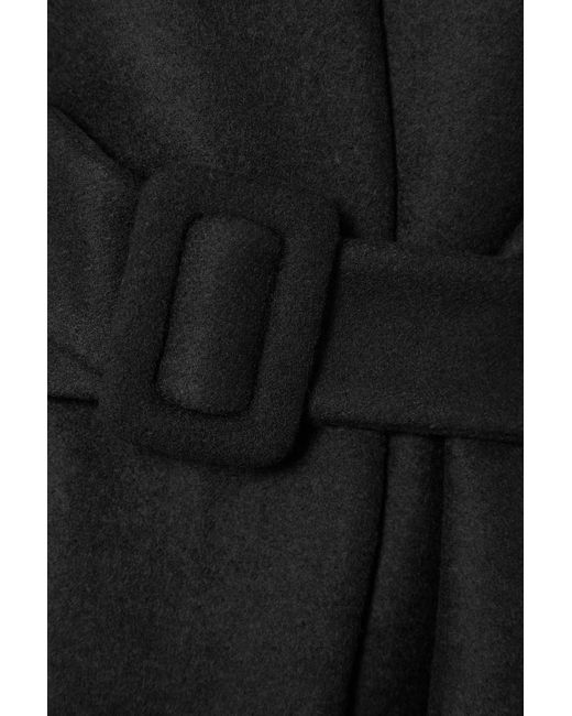 Dries Van Noten Black Belted Wool-blend Felt Coat