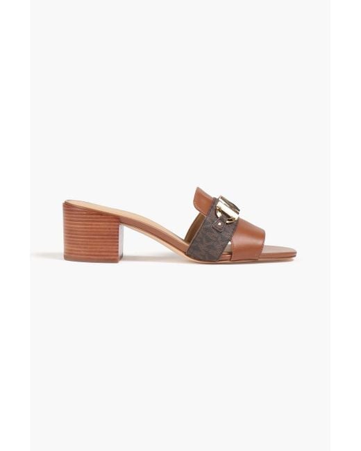 MICHAEL Michael Kors Brown Izzy Chain-trimmed Leather Mules
