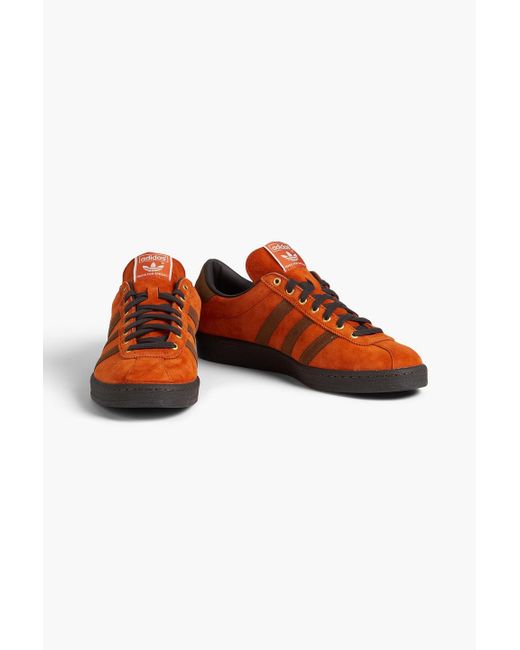 Adidas Originals Orange Arkesden Spzl Striped Suede Seakers for men