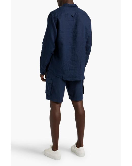 Onia Blue Linen-blend Cargo Shorts for men