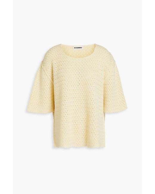 Jil Sander White Open-knit Cotton-blend Sweater