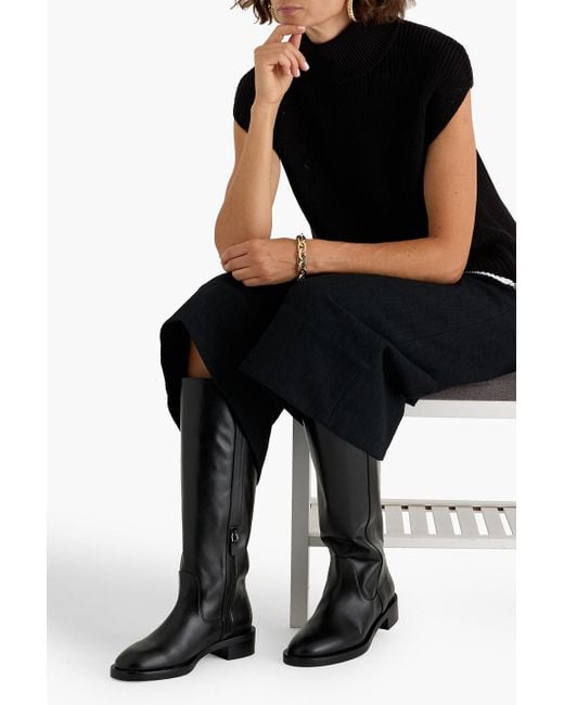 Stuart Weitzman Black Lenora Leather Knee Boots