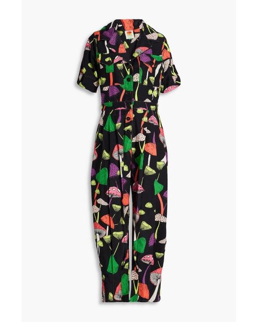 Farm Rio White Printed Cotton-Gabardine Jumpsuit