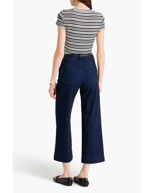 PAIGE Blue Anessa Cropped High-Rise Wide-Leg Jeans
