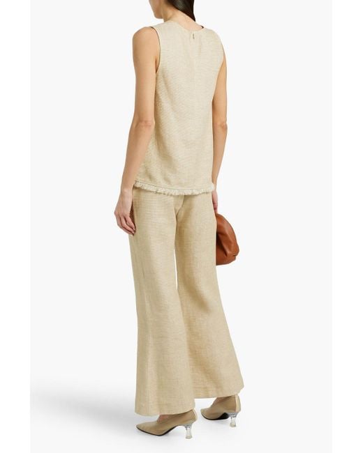 By Malene Birger Natural Debbia Frayed Linen-Blend Canvas Top