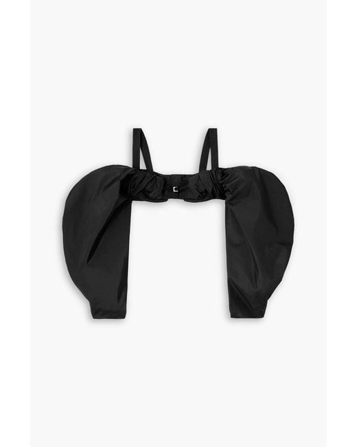 Jacquemus Black Cold-shoulder Stretch-taffeta Bustier Top