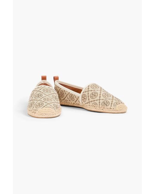 Tory Burch White Jacquard Espadrilles
