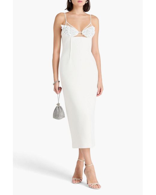 David Koma Floral Appliqu d Crepe Midi Dress In White Lyst UK David Koma Floral Appliqu d Crepe Midi Dress In White Lyst UK