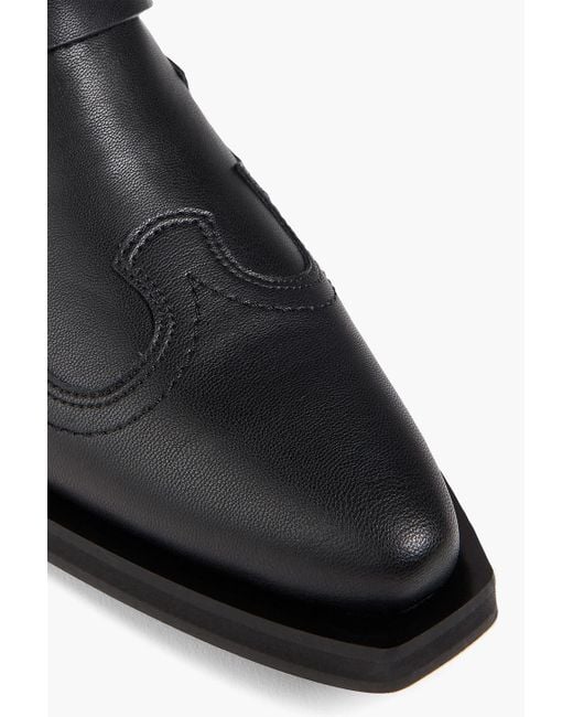 Ganni Black Buckled Leather-blend Chelsea Boots