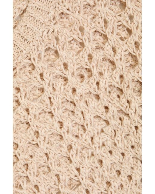 Brunello Cucinelli Natural Cropped Open-knit Jute-blend Sweater