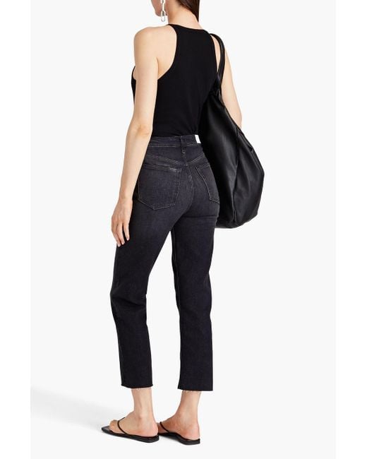 Re/done Black 70s Cropped Faded High-rise Straight-leg Jeans