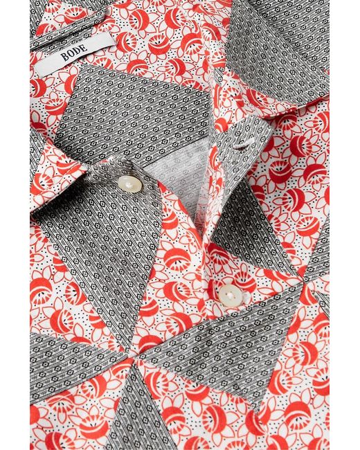 Bode White Deco Puzzle Patchwork Printed Cotton-Poplin Shirt for men