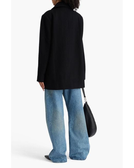 Anine Bing Black Glenn Herringbone Wool-Blend Twill Coat