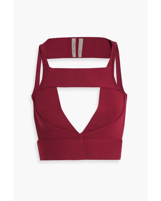 Rick Owens Red Cropped Cutout Knitted Top