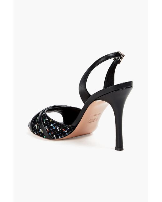 Malone Souliers Black Slingback-sandalen "jayce" aus tweed und leder