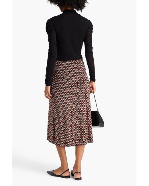 Diane von Furstenberg Black Remy Ruched Mesh Top