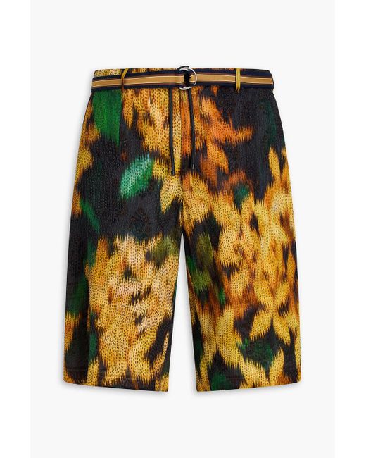 Dries Van Noten Bedruckte shorts aus crêpe mit tunnelzug und stickereien in Orange für Herren