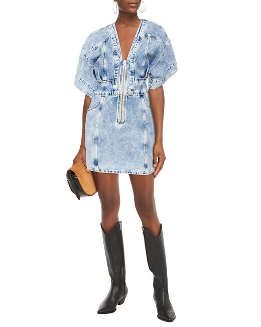 IRO Liera Acid-wash Denim Mini Dress in 
