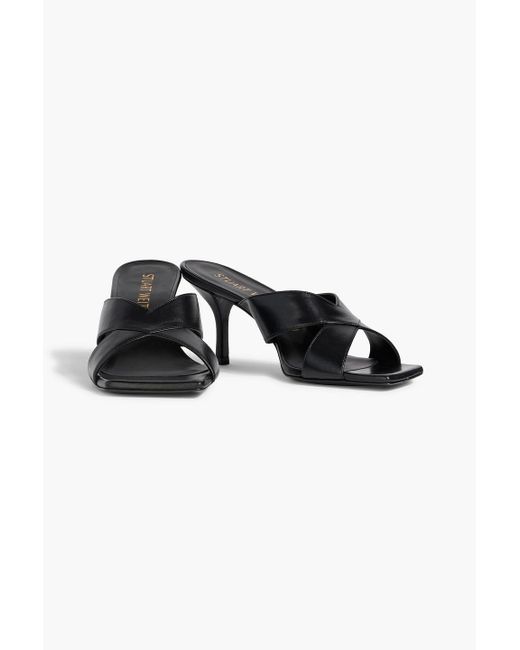 Stuart Weitzman Black Carmen 75 Leather Mules