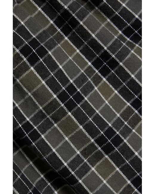 Acne Black Mesh-trimmed Checked Cotton-flannel Drawstring Shorts for men