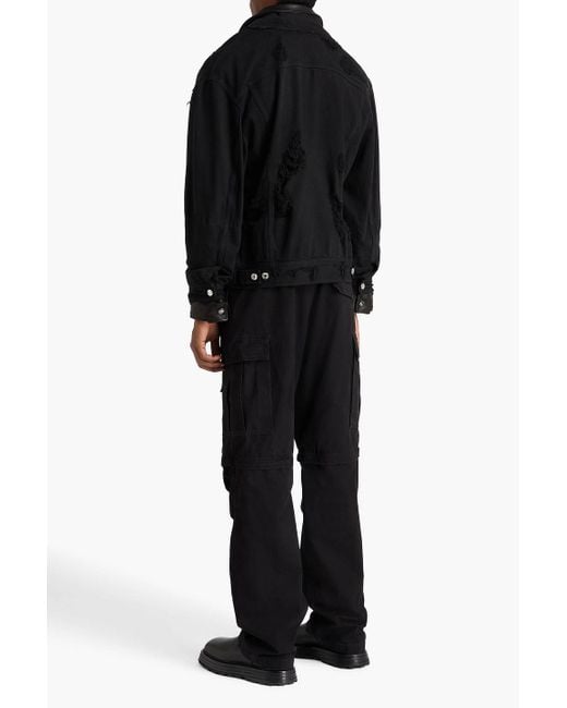 Dolce & Gabbana Jeansjacke mit lederbesatz in distressed-optik in Black für Herren