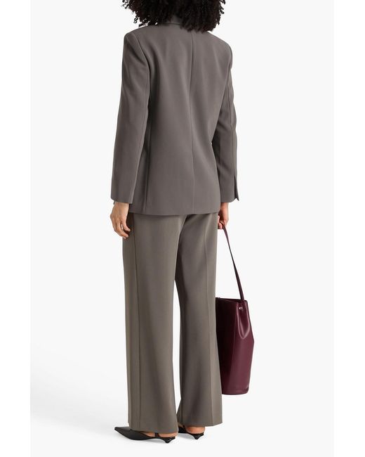 Theory Brown Double-Breasted Crepe Blazer
