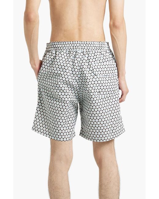 Frescobol Carioca White Long-length Printed Swim Shorts for men